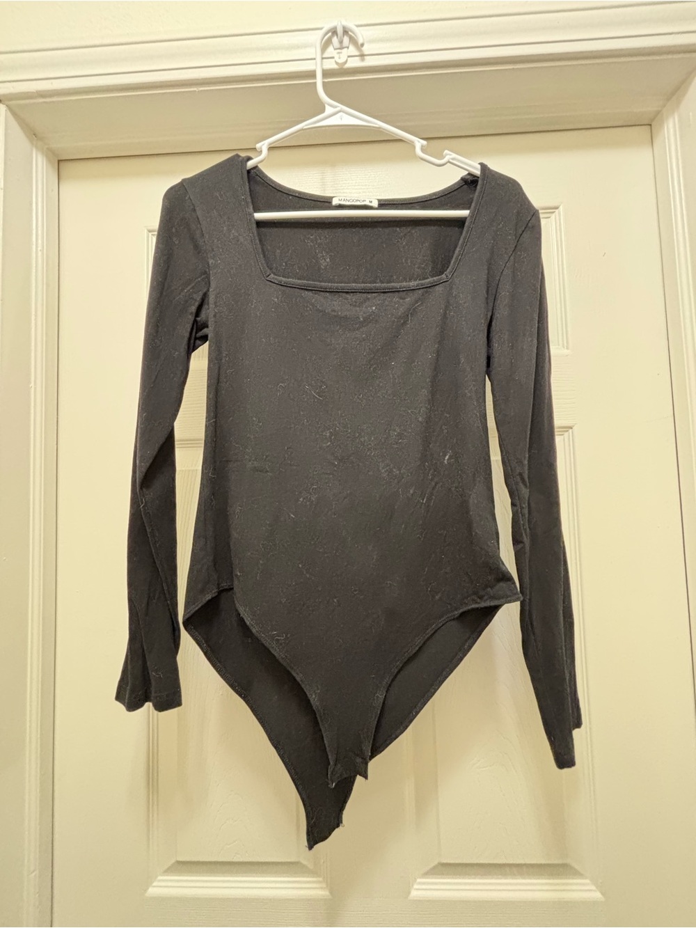 Amazon Black Long Sleeve Square Neck Bodysuit